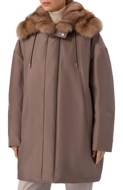 Шелковый пуховик с отделкой из соболя MVST, арт. M25.1PW.0004L/72392 SABLE, фото 3