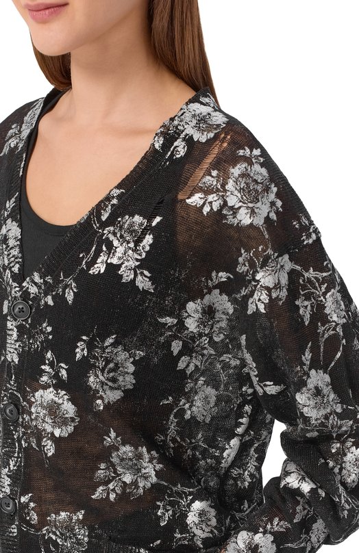 Льняной кардиган R13 R13WY237-Y262A Чёрный  R13WY237-Y262A Фото 5