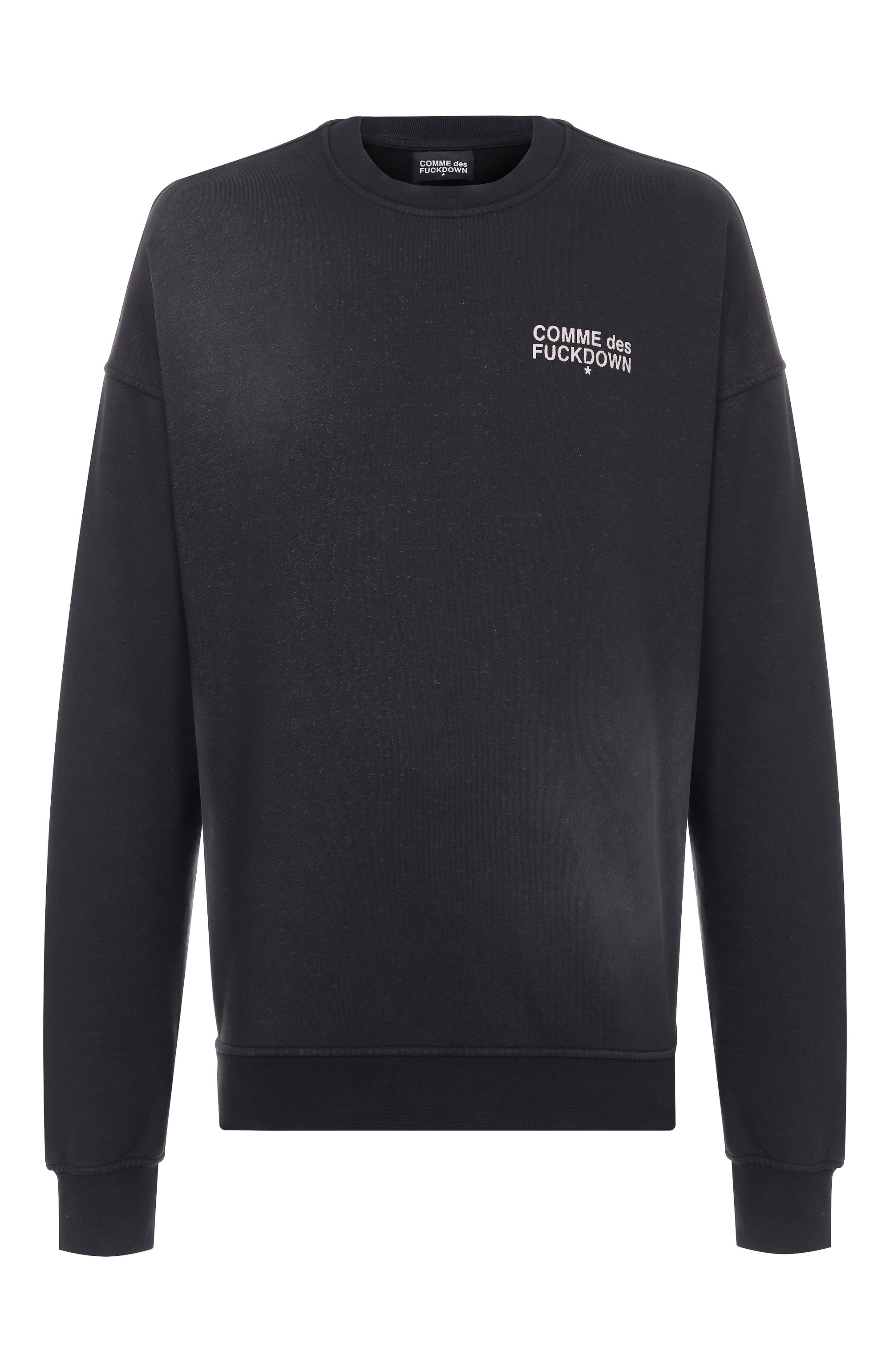 Хлопковый свитшот COMME DES FUCKDOWN темно-серого цвета по цене 14150 руб., арт. CFABM01741, фото 1 Хлопковый свитшот COMME DES FUCKDOWN, арт. CFABM01741, фото 1