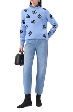 Женские джинсы DOLCE & GABBANA голубого цвета, арт. FTC7CD/G8NA3 | Фото 2 (Длина (брюки, джинсы): Стандартные; Материал внешний: Хлопок, Деним; Стили: Кэжуэл; Силуэт Ж (брюки и джинсы): Прямые; Детали: Делаве; Кросс-КТ: Деним; Автоматизация ТО: Проставлено; Автоматизация состава: Проставлено; Размерность: Идёт в размер)