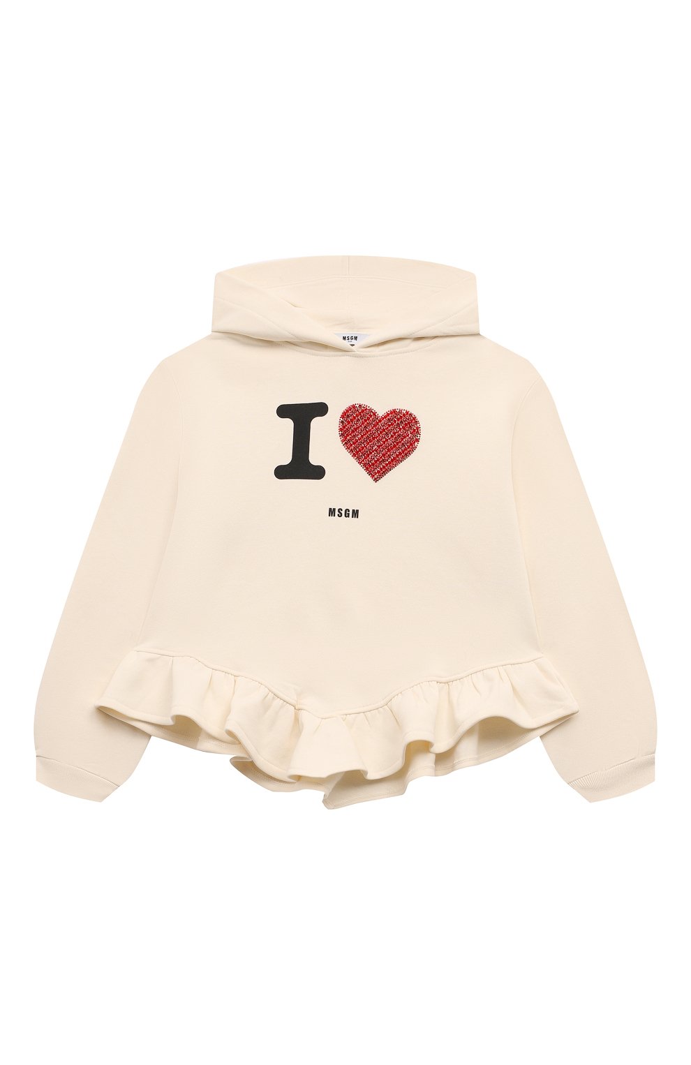 Хлопковое худи MSGM KIDS кремового цвета по цене 14550 руб., арт. F4MSJGHS141, фото 1 Хлопковое худи MSGM KIDS, арт. F4MSJGHS141, фото 1