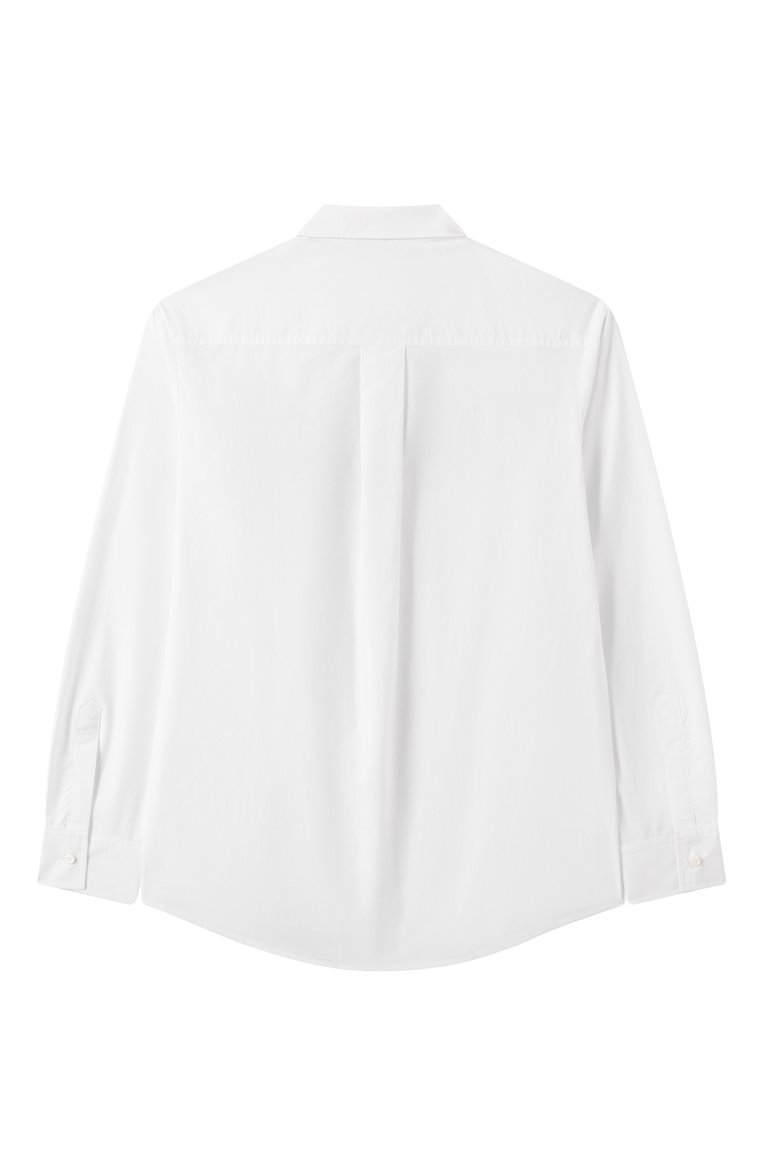 Детская хлопковая рубашка DSQUARED2 белого цвета, арт. DQ2708/D007D | Фото 2 (Драгоценные камни: Проставлено; Рукава: Длинные; Материал сплава: Проставлено; Случай: Повседневный; Материал внешний: Хлопок; Ростовка одежда: 8 лет | 128 см, 16 лет | 164 см, 13 - 15 лет | 158 см, 10 - 11 лет | 140 - 146см)