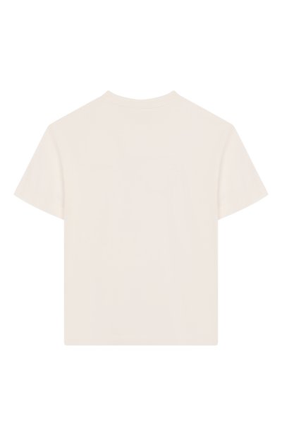 Хлопковая футболка BLUMARINE кремового цвета по цене 16000 руб., арт. BFTS0100/JF054/6-12A, фото 2 Хлопковая футболка BLUMARINE, арт. BFTS0100/JF054/6-12A, фото 2