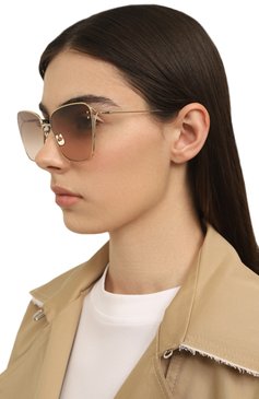 Женские солнцезащитные очки DIOR EYEWEAR коричневого цвета, арт. MISSDI0R B2U C0F2 | Фото 2 (Региональные ограничения белый список (Axapta Mercury): Не проставлено; Нос: Не проставлено; Тип очков: С/з; Материал: Металл; Очки форма: Квадратные, Бабочка; Оптика Гендер: оптика-женское)