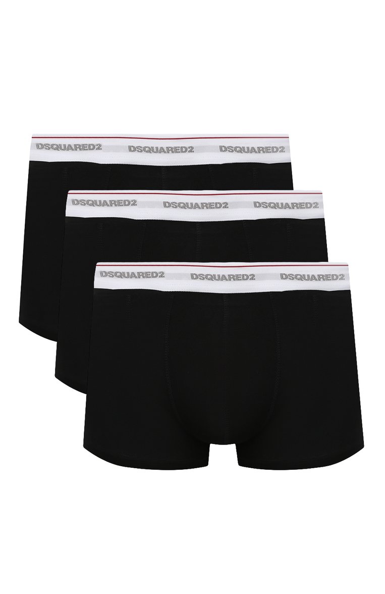 Мужские комплект из трех хлопковых боксеров DSQUARED2 черного цвета, арт. DCXC60040 | Фото 1 (Кросс-КТ: бельё; Мужское Кросс-КТ: Трусы; Материал внешний: Хлопок; Нос: Не проставлено; Трусы М: Боксеры)