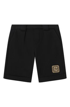 Детские хлопковые шорты BALMAIN черного цвета, арт. BW6619. | Фото 1 (Нос: Не проставлено; Материал сплава: Проставлено; Случай: Повседневный; Материал внешний: Хлопок; Ростовка одежда: 24 мес | 92 см, 36 мес | 98 см)