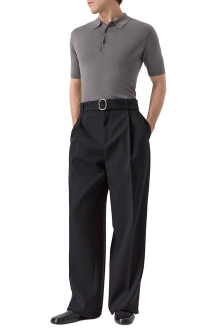 Мужские шерстяные брюки JIL SANDER черного цвета, арт. J22KA0272-J40002 | Фото 2 (Материал сплава: Проставлено; Драгоценные камни: Проставлено; Длина (брюки, джинсы): Стандартные; Материал внешний: Шерсть)