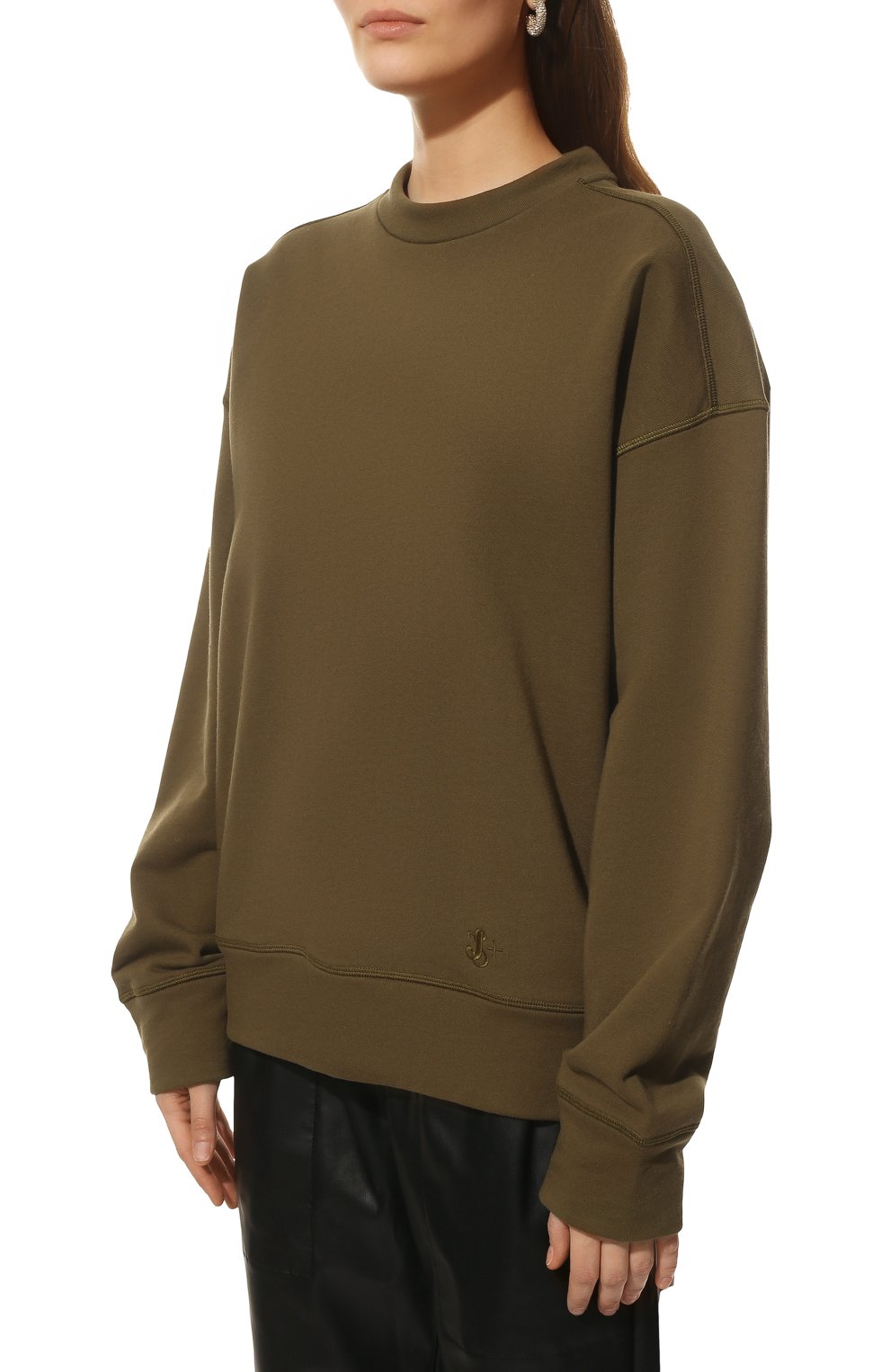Хлопковый свитшот JIL SANDER хаки цвета по цене 46150 руб., арт. JPPU707516-WU248608, фото 3 Хлопковый свитшот JIL SANDER, арт. JPPU707516-WU248608, фото 3