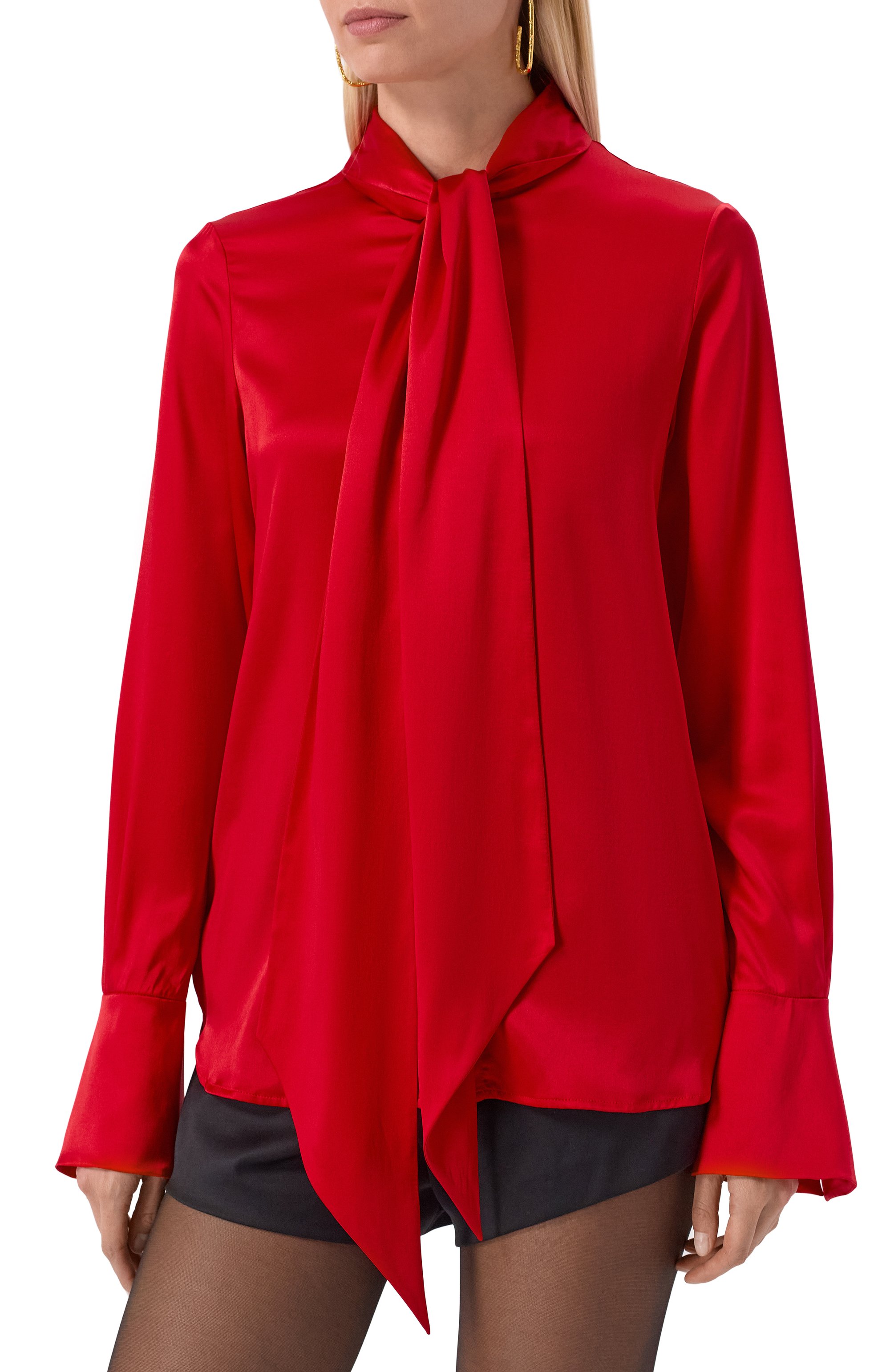 Атласная блузка NINA RICCI красного цвета по цене 99500 руб., арт. 25ACT0001/VI0530, фото 3 Атласная блузка NINA RICCI, арт. 25ACT0001/VI0530, фото 3