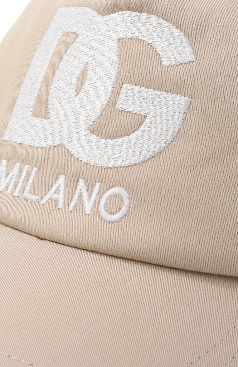 Детская хлопковая бейсболка DOLCE & GABBANA светло-бежевого цвета, арт. LB4H80/G702W | Фото 3 (Нос: Не проставлено; Материал: Хлопок, Текстиль)