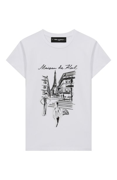 Хлопковая футболка KARL LAGERFELD KIDS, арт. Z30939