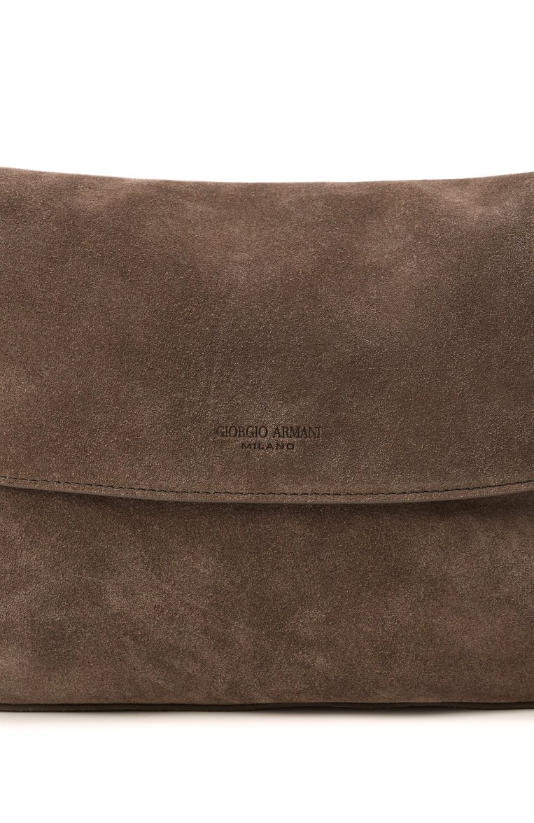 Женская сумка la prima GIORGIO ARMANI коричневого цвета, арт. GW000512/AF14186 | Фото 3 (Размер: small; Материал: Натуральная кожа, Натуральная замша; Ремень/цепочка: На ремешке; Автоматизация ТО: Проставлено; Автоматизация состава: Проставлено)