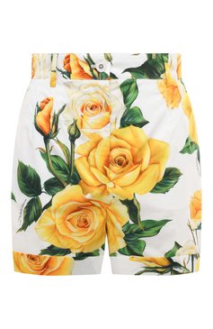 Женские хлопковые шорты DOLCE & GABBANA желтого цвета, арт. FTC3HT/HS5N0 | Фото 1 (Длина Ж (юбки, платья, шорты): Мини; Драгоценные камни: Проставлено; Материал сплава: Проставлено; Материал внешний: Хлопок; Стили: Романтичный)