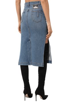 Женская джинсовая юбка DOLCE & GABBANA голубого цвета, арт. F4CP1D/GDBV1 | Фото 4 (Длина Ж (юбки, платья, шорты): Миди; Драгоценные камни: Проставлено; Материал сплава: Проставлено; Материал внешний: Хлопок, Деним; Кросс-КТ: Деним; Стили: Гранж; Женское Кросс-КТ: Юбка-одежда)