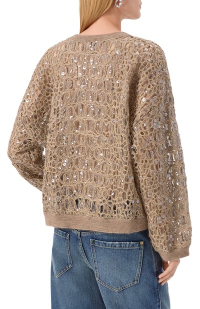 Свитер с отделкой пайетками BRUNELLO CUCINELLI, арт. MRCR18900P, фото 4