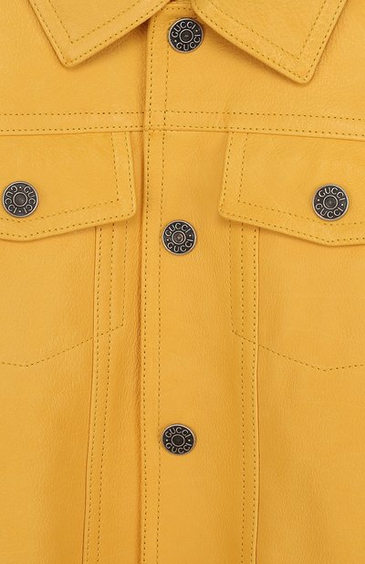 Кожаная куртка с принтом и отложным воротником GUCCI, арт. 502058/XG588, фото 3