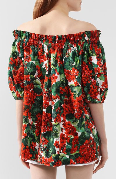 Хлопковый топ DOLCE & GABBANA красного цвета по цене 67950 руб., арт. F71J7T/HS5CL, фото 4 Хлопковый топ DOLCE & GABBANA, арт. F71J7T/HS5CL, фото 4