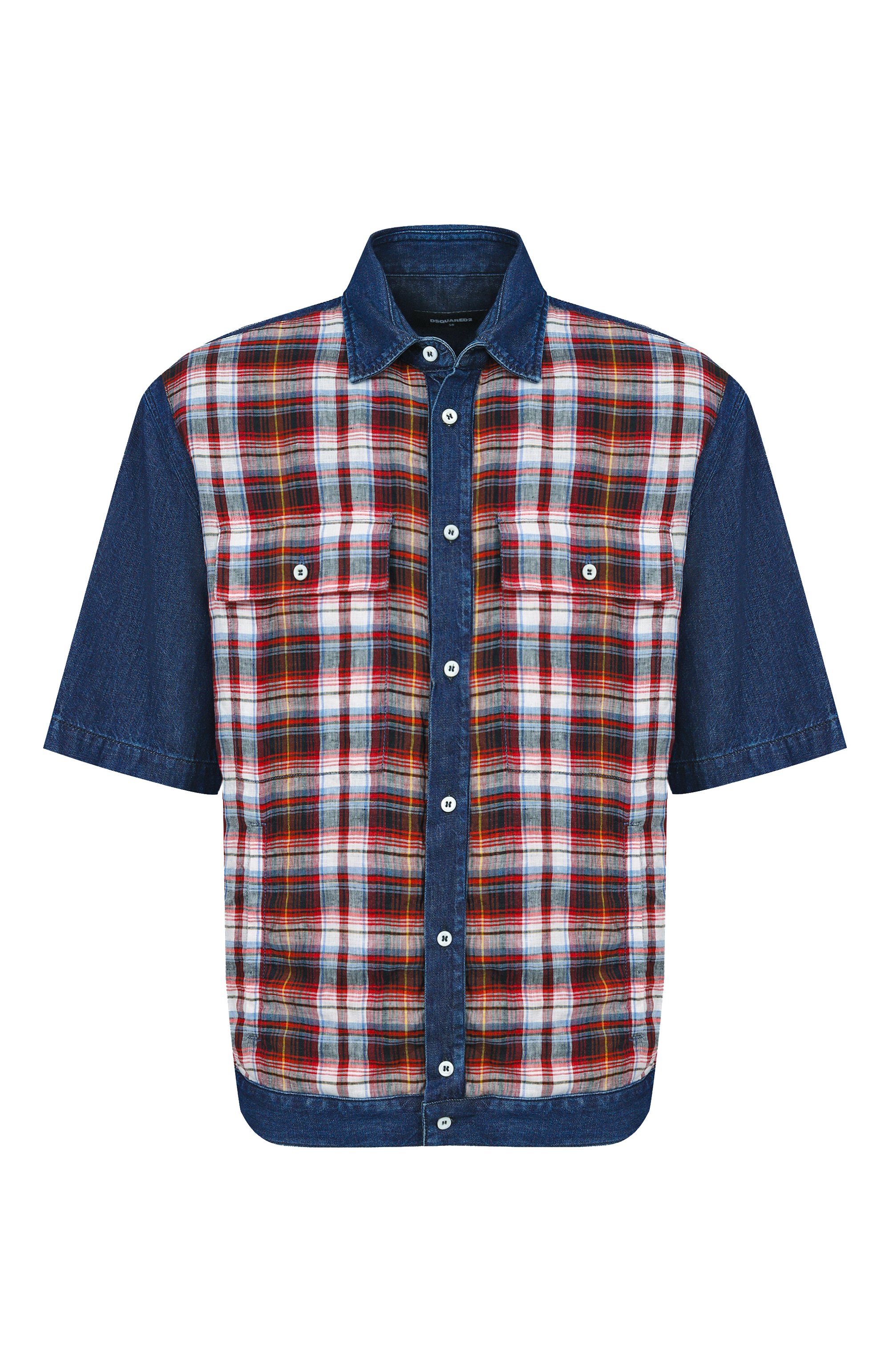 Льняная рубашка DSQUARED2 темно-синего цвета по цене 69950 руб., арт. S74DM1007/D35423, фото 1 Льняная рубашка DSQUARED2, арт. S74DM1007/D35423, фото 1