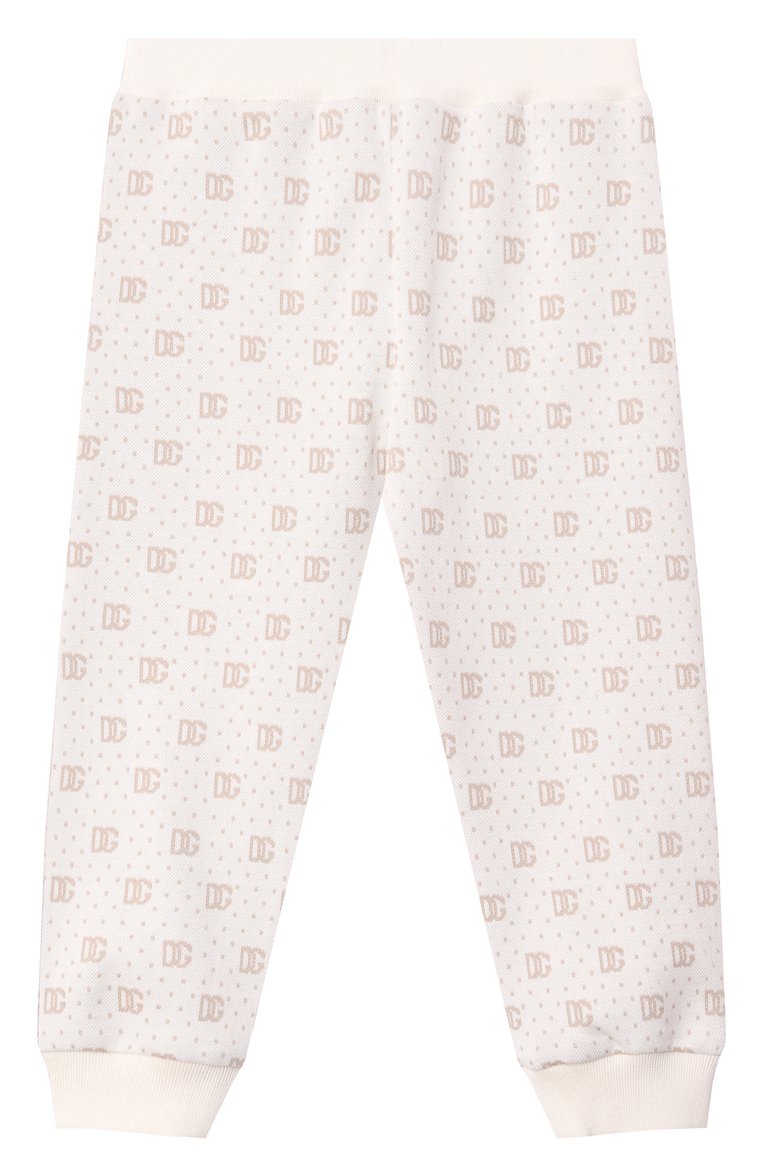 Детские хлопковые джоггеры DOLCE & GABBANA светло-бежевого цвета, арт. L1JPKE/FJ7EA | Фото 1 (Материал сплава: Проставлено; Нос: Не проставлено; Кросс-КТ НВ: Джоггеры; Материал внешний: Хлопок; Ростовка одежда: 3 мес | 62 см, 12 мес | 80 см, 6 мес | 68 см, 18 мес | 86 см, 9 мес | 74 см, 24 мес | 92 см)