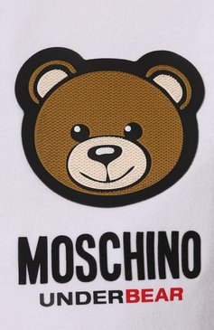 Женская хлопковая футболка MOSCHINO белого цвета, арт. 232V6/A0789/4410 | Фото 5 (Материал сплава: Проставлено; Нос: Не проставлено; Материал внешний: Хлопок; Женское Кросс-КТ: Футболка-белье)