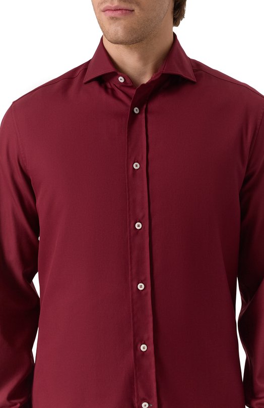 Хлопковая сорочка Brunello Cucinelli MW6041718 Бордовый  MW6041718 Фото 5