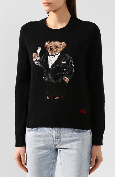 Шерстяной пуловер POLO RALPH LAUREN черного цвета по цене 39250 руб., арт. 211763874, фото 3 Шерстяной пуловер POLO RALPH LAUREN, арт. 211763874, фото 3