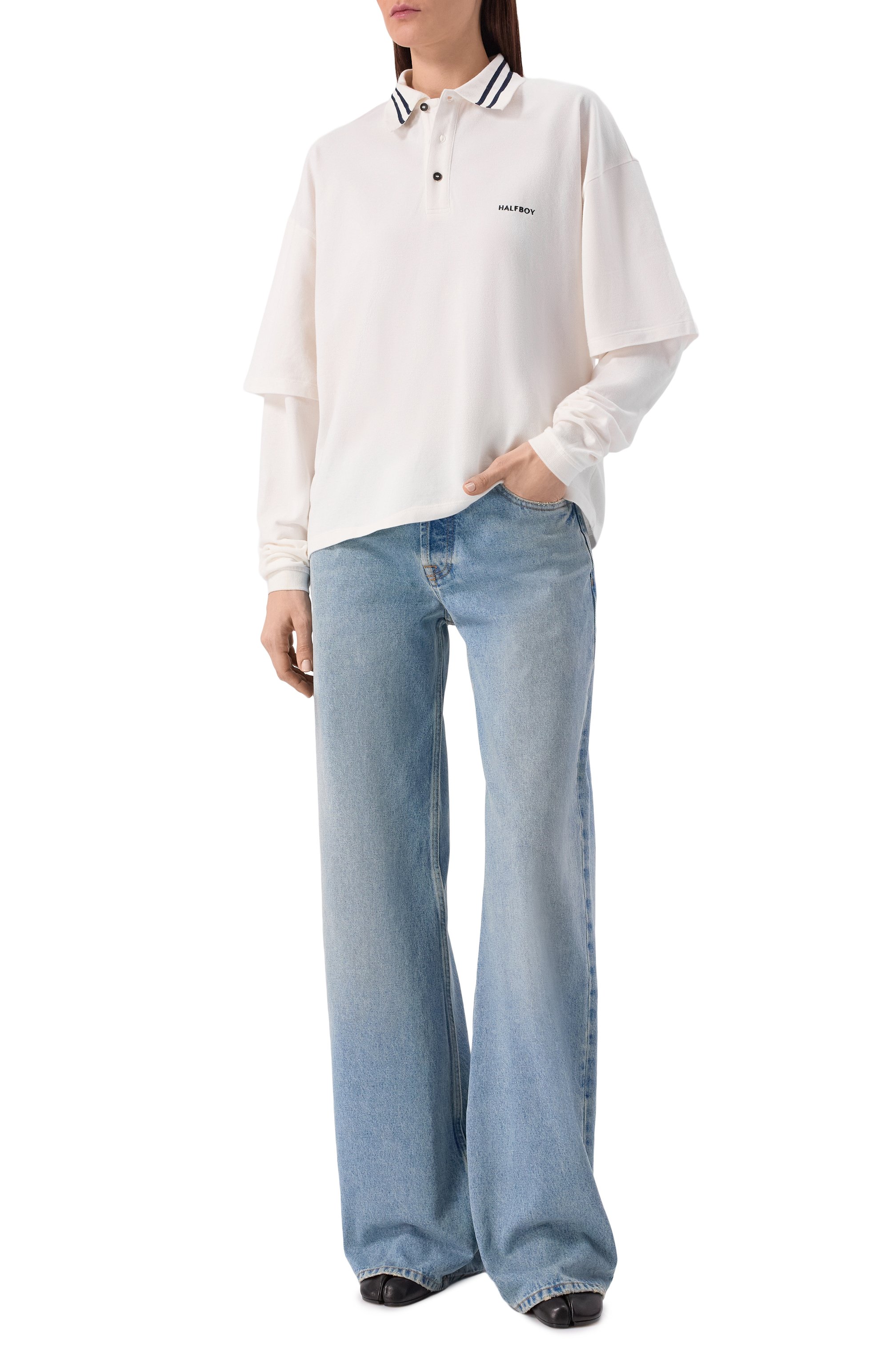 Хлопковое поло HALFBOY, арт. HS261WT003 PK002/L0NGSLEEVE P0L0, фото 2