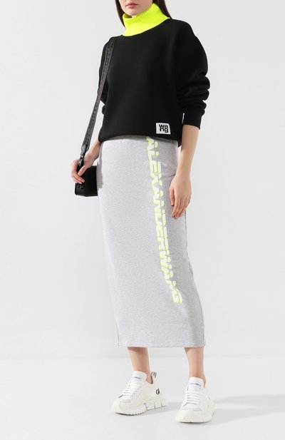 Хлопковая юбка ALEXANDERWANG.T серого цвета по цене 34750 руб., арт. 4CC2195001, фото 2 Хлопковая юбка ALEXANDERWANG.T, арт. 4CC2195001, фото 2