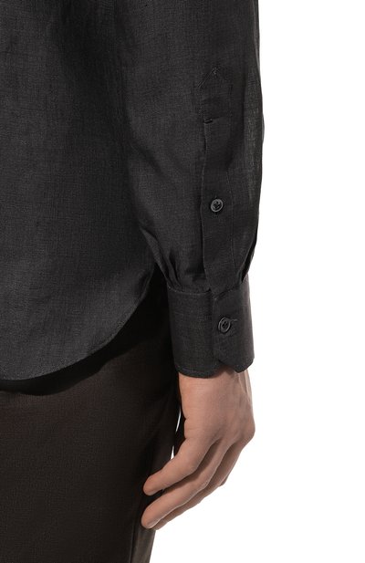 Льняная рубашка GIAMPAOLO темно-серого цвета по цене 36500 руб., арт. 608/TS40302, фото 5 Льняная рубашка GIAMPAOLO, арт. 608/TS40302, фото 5