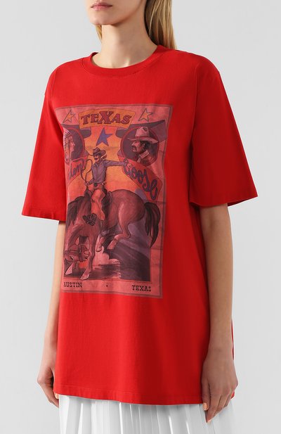 Хлопковая футболка GOLDEN GOOSE DELUXE BRAND красного цвета по цене 22950 руб., арт. G36WP026.T7, фото 3 Хлопковая футболка GOLDEN GOOSE DELUXE BRAND, арт. G36WP026.T7, фото 3