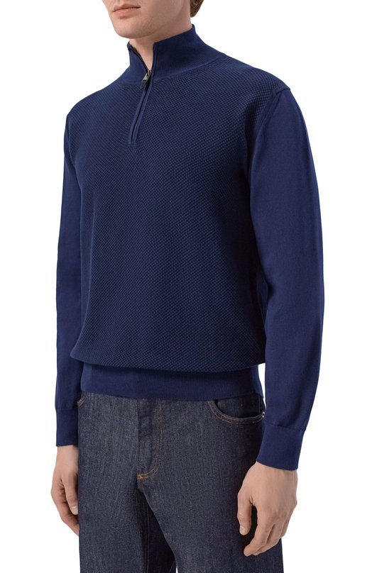 Хлопковый джемпер Canali C0015/MK02461 Синий  C0015/MK02461 Фото 3