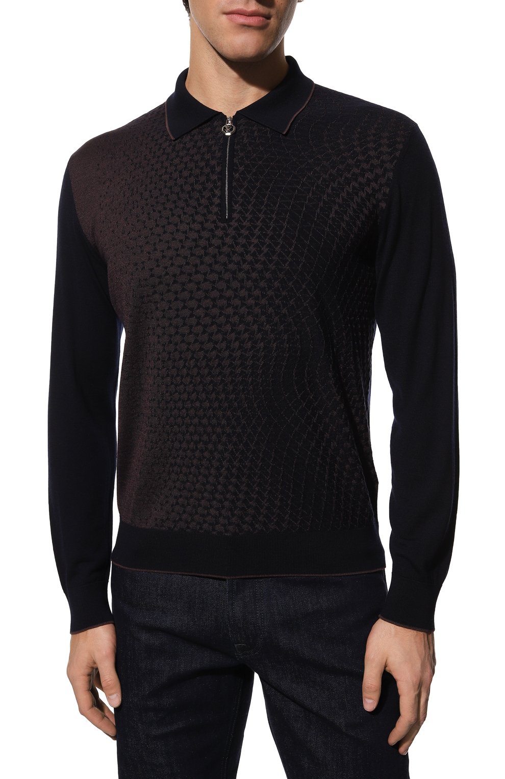 Поло из шерсти и шелка STEFANO RICCI темно-синего цвета по цене 140000 руб., арт. K606303P30/F22458, фото 3 Поло из шерсти и шелка STEFANO RICCI, арт. K606303P30/F22458, фото 3