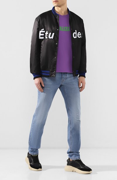 Хлопковая футболка PALM ANGELS фиолетового цвета по цене 23500 руб., арт. PMAA001S194130109588, фото 2 Хлопковая футболка PALM ANGELS, арт. PMAA001S194130109588, фото 2