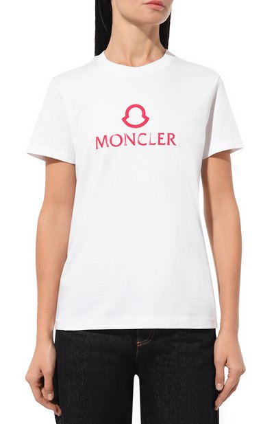 Хлопковая футболка MONCLER белого цвета по цене 29950 руб., арт. 8C000-06-809CR, фото 3 Хлопковая футболка MONCLER, арт. 8C000-06-809CR, фото 3