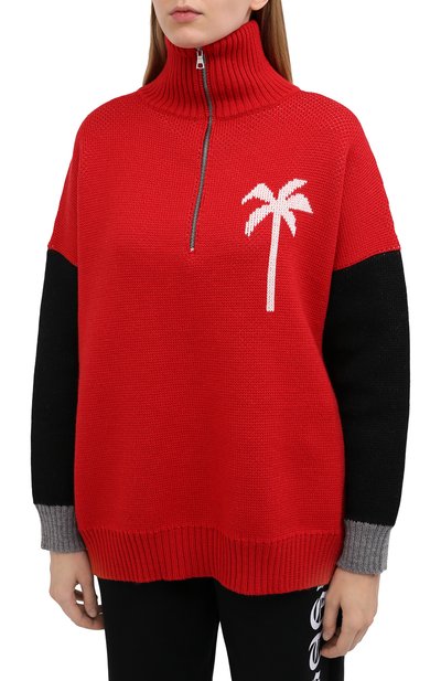 Шерстяной свитер PALM ANGELS красного цвета по цене 89950 руб., арт. PWHE011F20KNI0012501, фото 3 Шерстяной свитер PALM ANGELS, арт. PWHE011F20KNI0012501, фото 3