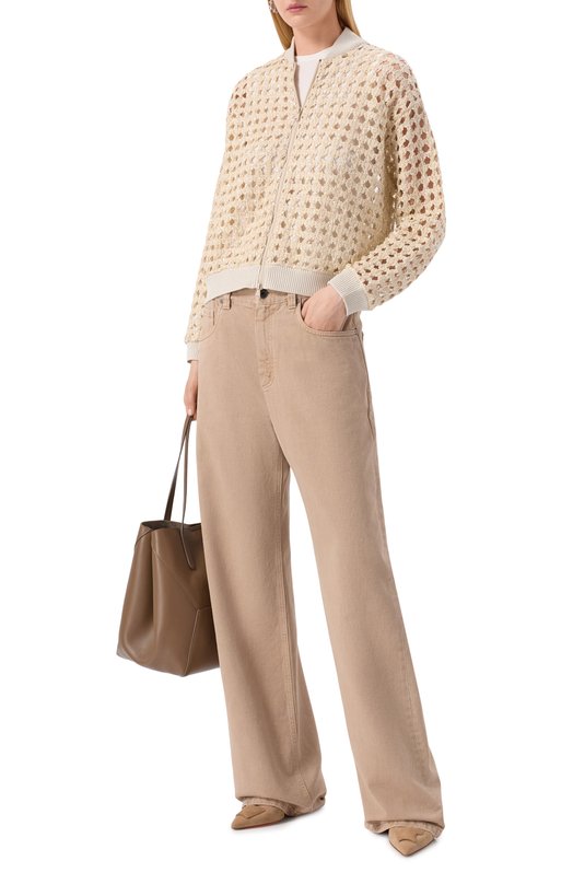 Кардиган с отделкой пайетками Brunello Cucinelli MTSR10416P Бежевый  MTSR10416P Фото 2