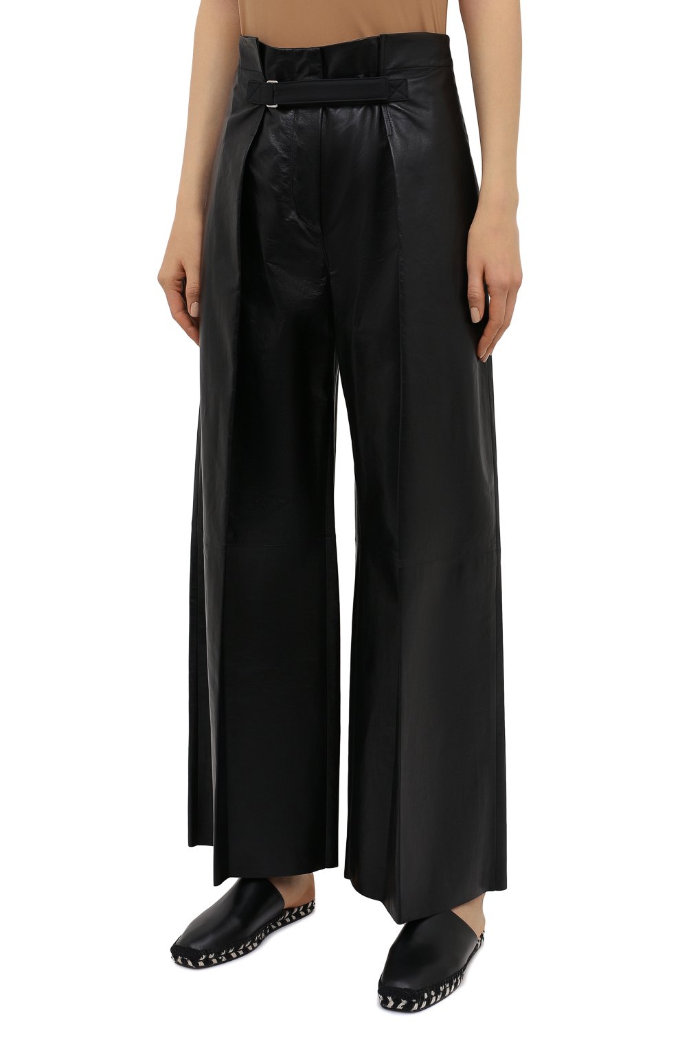 Кожаные брюки JIL SANDER черного цвета по цене 441000 руб., арт. JSWS653076-WSL01011, фото 3 Кожаные брюки JIL SANDER, арт. JSWS653076-WSL01011, фото 3