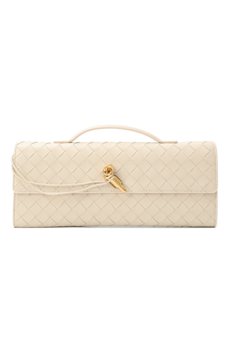 Женский клатч andiamo BOTTEGA VENETA кремового цвета, арт. 741511/VCPP3 | Фото 1 (Материал: Натуральная кожа; Размер: medium; Автоматизация ТО: Проставлено; Автоматизация состава: Проставлено; Женское Кросс-КТ: Клатч-клатчи)