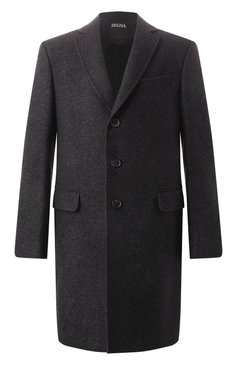 Мужской пальто из шерсти и шелка ZEGNA темно-серого цвета, арт. 4GJ3G0/897700A8 | Фото 1 (Материал сплава: Проставлено; Материал подклада: Вискоза; Драгоценные камни: Проставлено; Рукава: Длинные; Материал внешний: Шерсть; Длина (верхняя одежда): До середины бедра; 1-2-бортные: Однобортные; Стили: Кэжуэл, Классический; Мужское Кросс-КТ: пальто-верхняя одежда)