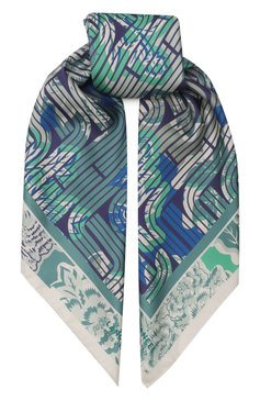 Женский шелковый платок LANCEL зеленого цвета, арт. A12556 | Фото 1 (Нос: Не проставлено; Материал: Шелк, Текстиль; Принт: С принтом)
