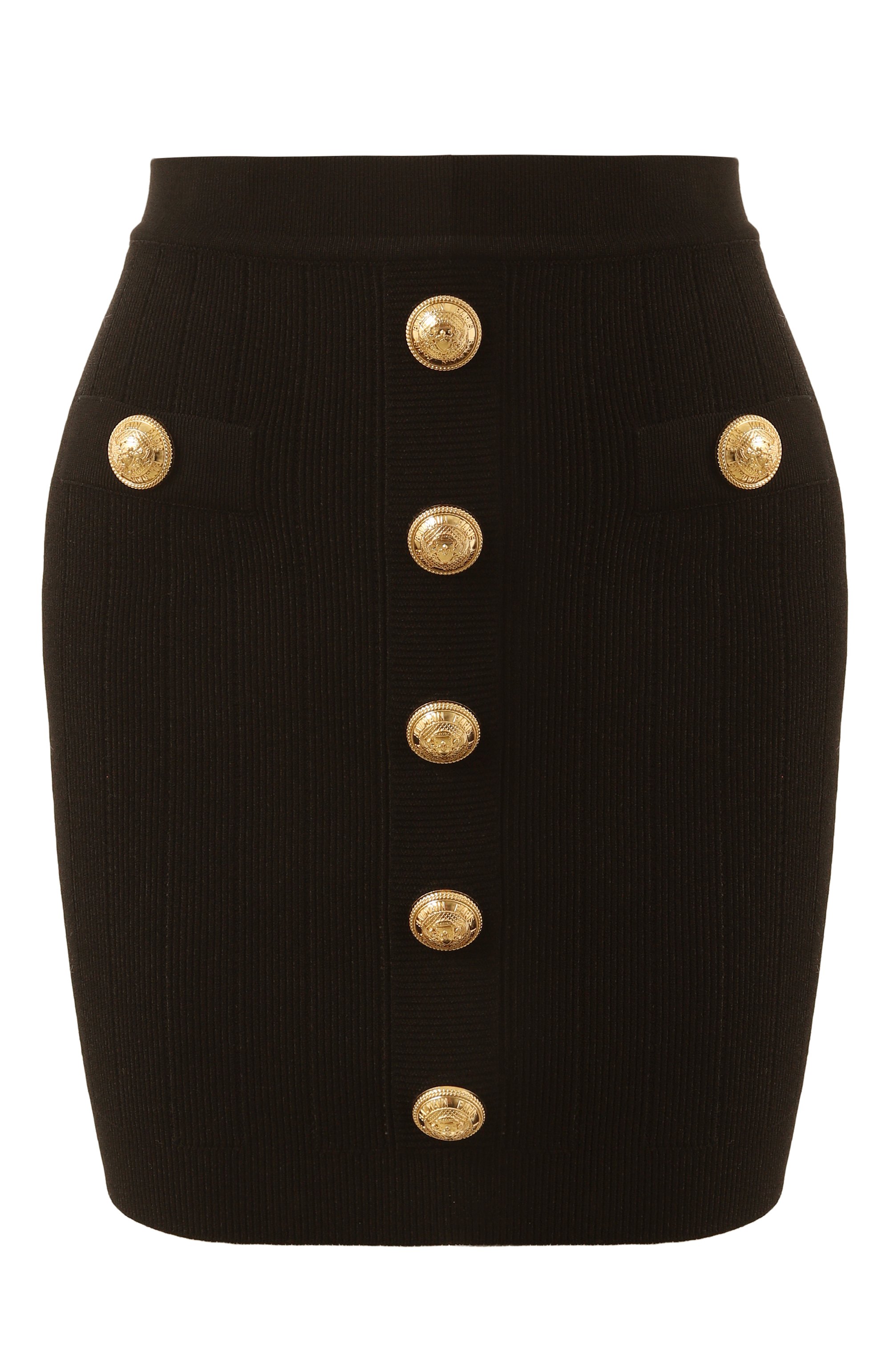 Юбка из вискозы BALMAIN черного цвета по цене 133000 руб., арт. EF1LB290/KB07, фото 1 Юбка из вискозы BALMAIN, арт. EF1LB290/KB07, фото 1