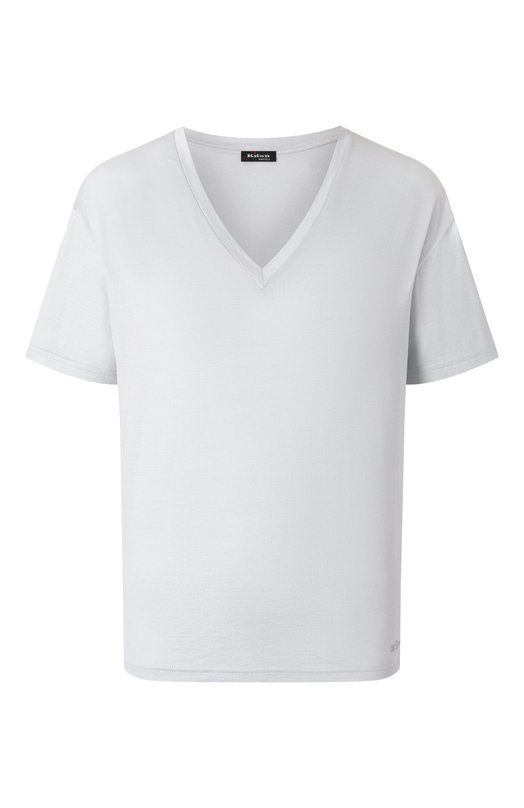 Футболка из шелка и хлопка Kiton D59420K0925F01 Голубой D59420K0925F01