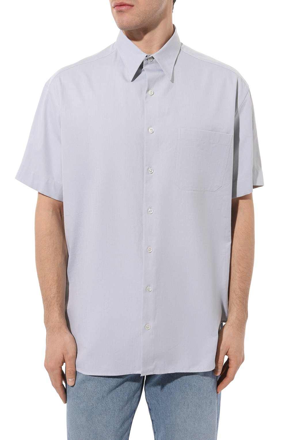 Хлопковая рубашка GIORGIO ARMANI голубого цвета по цене 58850 руб., арт. 4SGCC099/T04S6, фото 3 Хлопковая рубашка GIORGIO ARMANI, арт. 4SGCC099/T04S6, фото 3