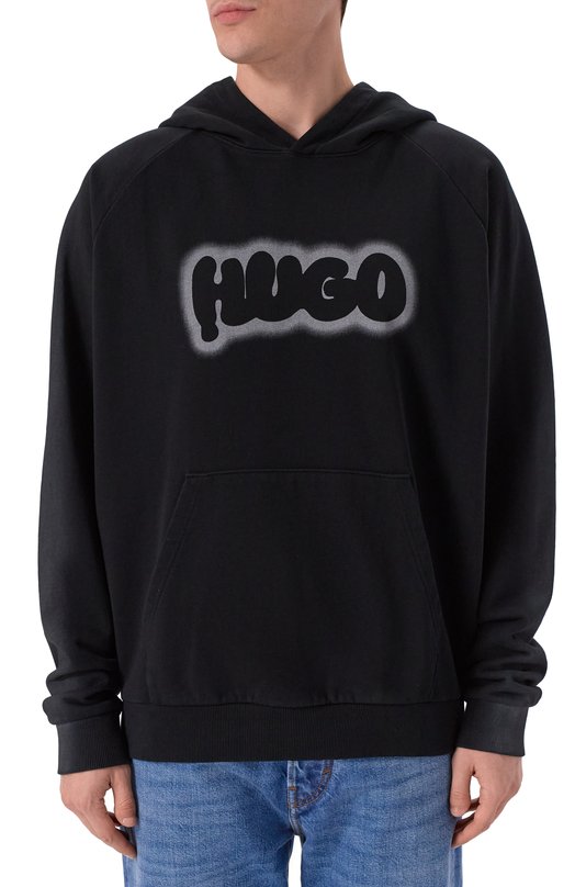 Хлопковое худи HUGO Blue 50549579 Чёрный  50549579 Фото 3