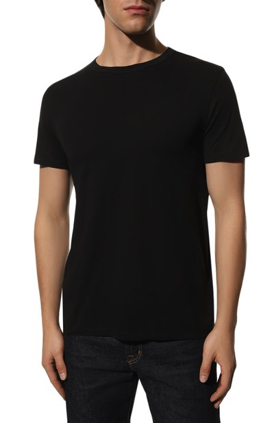 Хлопковая футболка 7 FOR ALL MANKIND черного цвета по цене 7410 руб., арт. JSLM6140BL, фото 3 Хлопковая футболка 7 FOR ALL MANKIND, арт. JSLM6140BL, фото 3