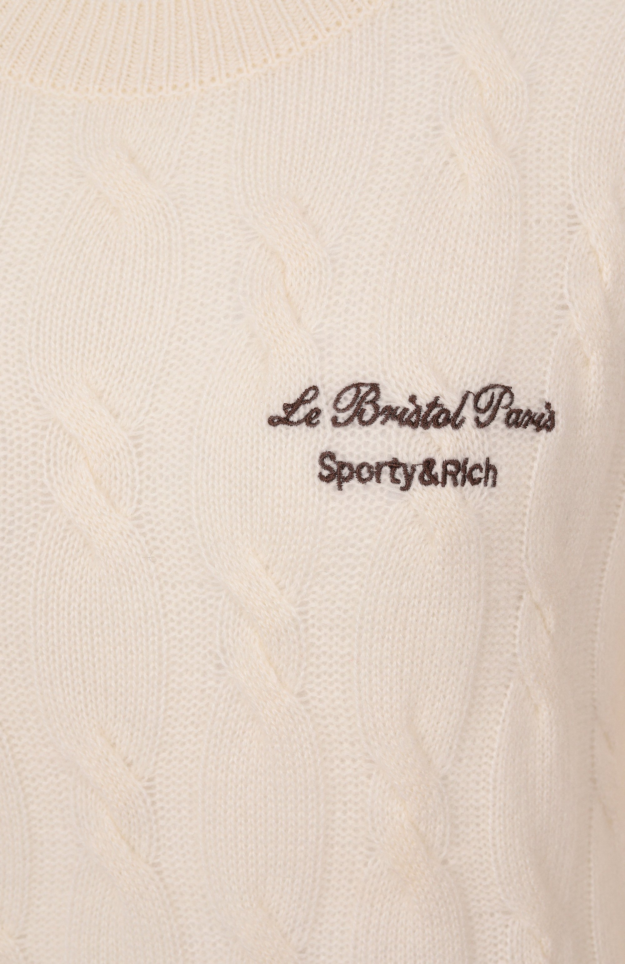 Свитер из кашемира и шерсти sporty & rich x le bristol paris SPORTY AND RICH кремового цвета по цене 36400 руб., арт. WS066517619CR01, фото 6 Свитер из кашемира и шерсти sporty & rich x le bristol paris SPORTY AND RICH, арт. WS066517619CR01, фото 6