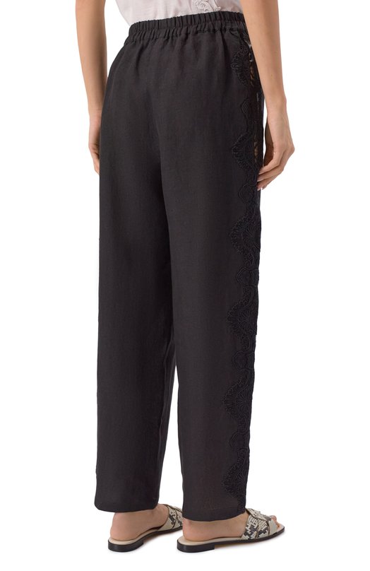 Льняные брюки Maurizio W01150881 Чёрный  W01150881 Фото 4