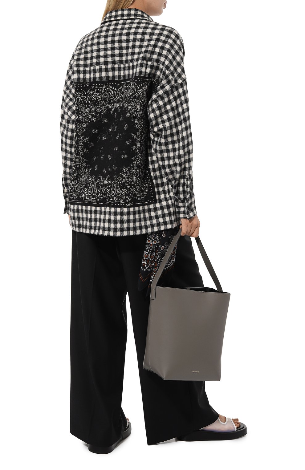 Рубашка из шерсти и кашемира DESTIN черно-белого цвета по цене 52750 руб., арт. DDW3EVABANDPEN, фото 2 Рубашка из шерсти и кашемира DESTIN, арт. DDW3EVABANDPEN, фото 2