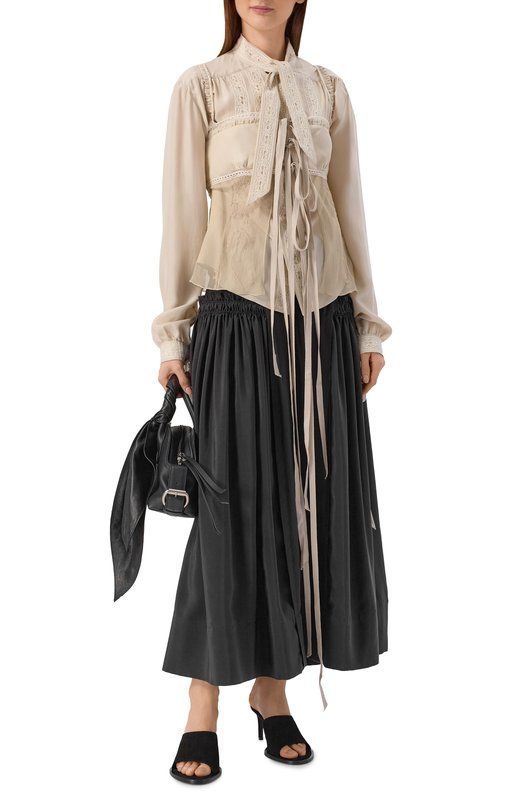 Шелковая юбка Ann Demeulemeester B0014011/FA731 Чёрный  B0014011/FA731 Фото 2