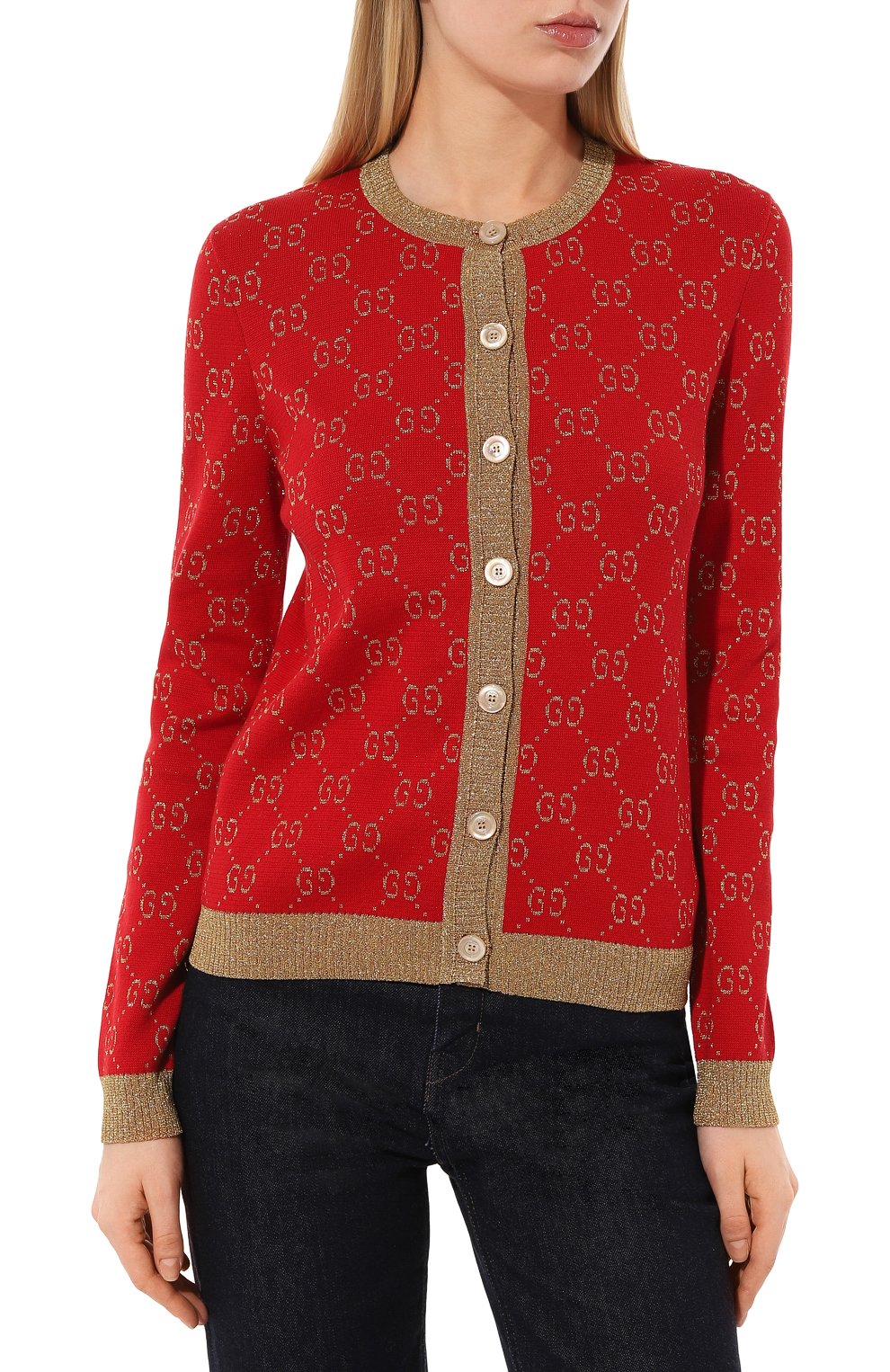 Хлопковый кардиган GUCCI красного цвета по цене 122400 руб., арт. 526758 X9W83, фото 3 Хлопковый кардиган GUCCI, арт. 526758 X9W83, фото 3